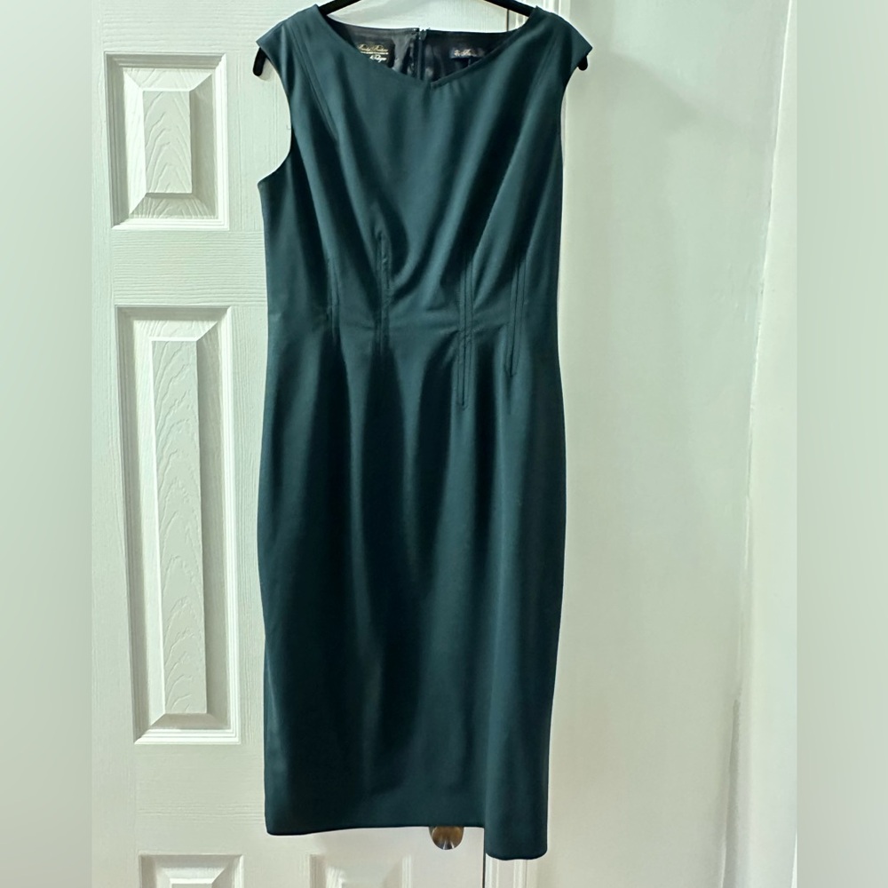 Reduced! Brooks Brothers Dark Green Italian Wool Midi Dress 6